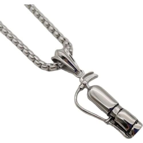 Creative fire extinguisher necklace 316 Stainless steel mens stylish fire extinguisher pendant necklace
