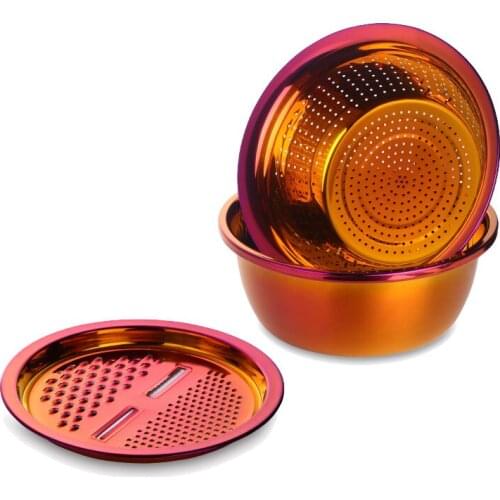 3 in 1 Kitchen Stainless Steel Drain Pot Food Chopper Vegetable Cutter Peeler Grater Kitchen Accessories