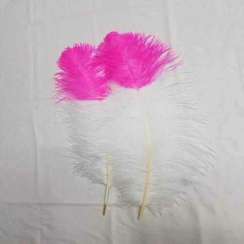 Hot 50Pcs 22-24 inch/55-60cm White and Rose "thick stem" male ostrich feather Plumes for Party Home Wedding Decoration