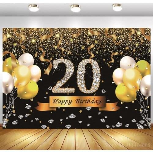 Sweet Gold Polka Dot 20th 30 40 50 60 70 Birthday Photo Backdrop Birthday Party Customized Photo Background Photo Studio