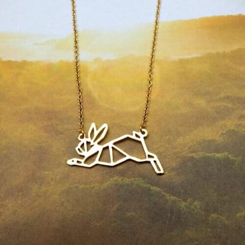 Wholesale Trendy Running Rabbit Necklace Women Hare Origami Statement Necklace Pet Jewelry