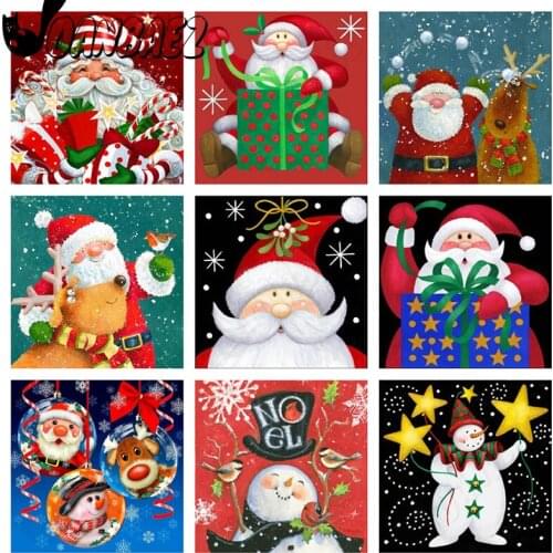 Cartoon Santa Claus Diamond Painting 5D Diy Wall Art Snowflake Snowman Square Diamond Embroidery Inlaid Home Room Decoration