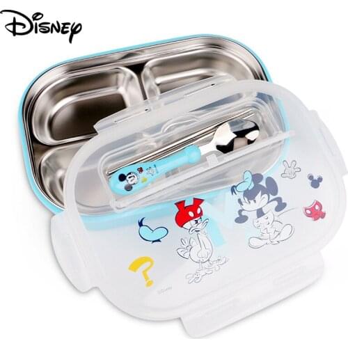 Disney Childrens Plate Bowl Spoon Men and Women Stainless Steel Separate Dish Meal Tray Safe Cutlery Set