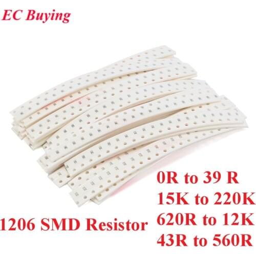 500pcs 1206 SMD Resistors Kit Assorted Kit 5% Sample Kit Sample Bag DIY Kit Electronic Component 25 Values*20pcs