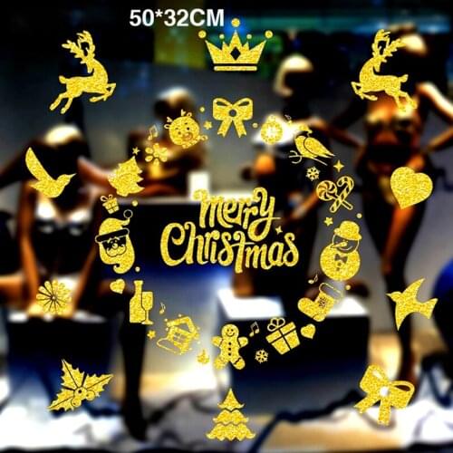 Christmas Window Stickers Christmas Decorations for Home Navidad 2020 Christmas Ornaments Xmas Party Decor Happy New Year