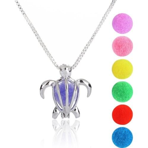 Animal Metal Essential Oils Diffuser Necklace Charming Dainty Turtle Aromatherapy Diffuser Necklace Pendant