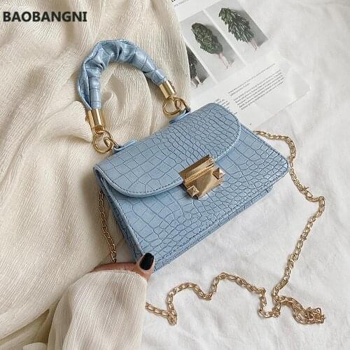 Popular Simple Female Daily Bag Casual PU Leather Sling Handbag Purse Women Elegant Chain Shoulder Crossbody Bag