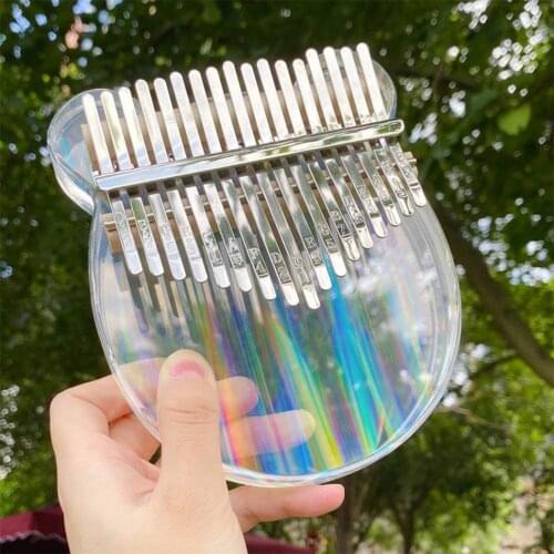 Rainbow Clear Kalimba Thumb Piano Cat Claw 17 Keys Solid Finger Piano Transparent Body Cute Crystal Acrylic Creative Music Box