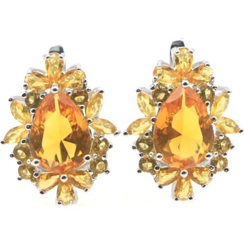 26x20mm Highly Recommend Created Violet Tanzanite Golden Citrine For Ladies Bride Wedding Silver Earrings Eye Catching Wholesale