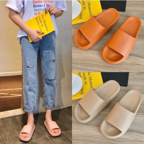 Slippers Womens Thick-Soled Summer Bathroom Korean-Style Eva Non-Slip Wear-Resistant Mens House Slippers Shoes Woman