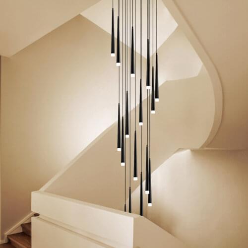 Modern Cone LED Pendant Lighting Creative Bar/Stairway Pendant Lamp Nordic Bedroom Hanging Light Lusters Lampara Suspension