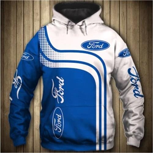 New Men fashion hoodies Ford 3D Logo Printed Spring Autumn Streetwear Fashion Mens clothes pullovers casual zipper Sportswear