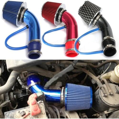 Universal 76mm Car Air Filter Cold Air Intake Filter High Flow Washable Induction Kit Clamp-On Mushroom Head with Bracket Clamps