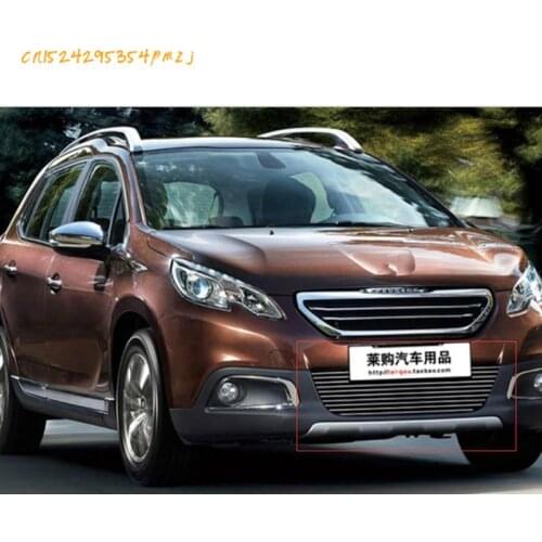 High quality stainless steel Front grille Fence Grinding Racing Grills Trim For 2013-2015 Peugeot 2008