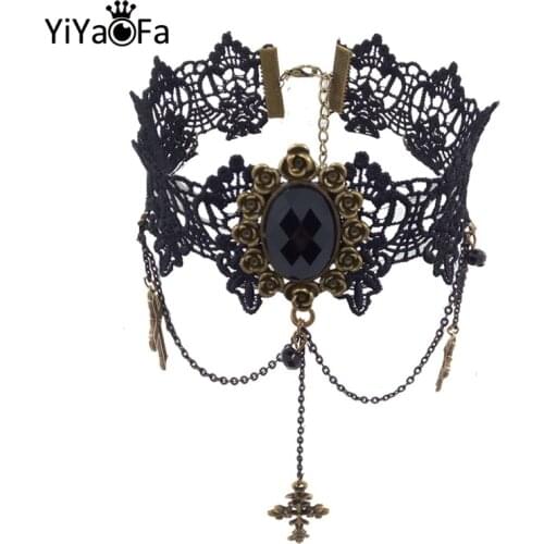 YiYaoFa Cross Choker Necklace Statement Necklace for Women Accessories Fashion Pendant Necklace Christianity Jewelry GN-15