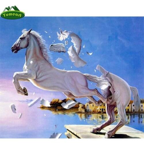 Yumeart 5D DIY Diamond Painting"Jumping Horses"Embroidery Full Square Drill Crystal Cross Stitch Rhinestone Mosaic Puzzle Kits