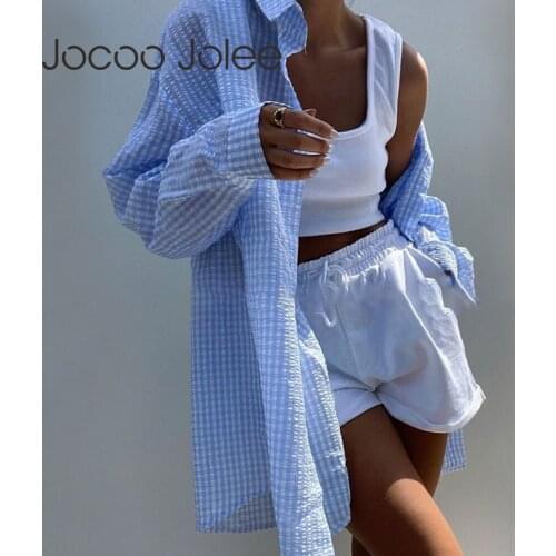 Women Autumn Long Sleeve Lapel Neck Shirt Elegant Plaid Blouse Korean Harajuku Loose Tops Chic Oversized Mid Long Shirts