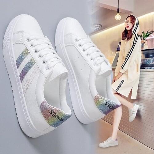 Womens White Shoes 2021 Spring New Flat Students' Casual Skate Shoes Womens Fashion