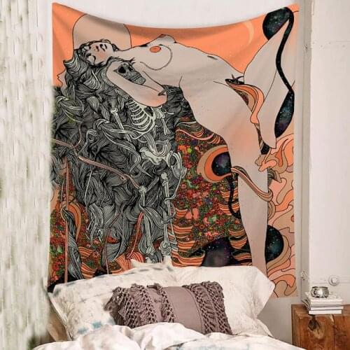 Women wall tapestry bohemian wall cloth large bedspread wall sheet skull print tapestry wall
