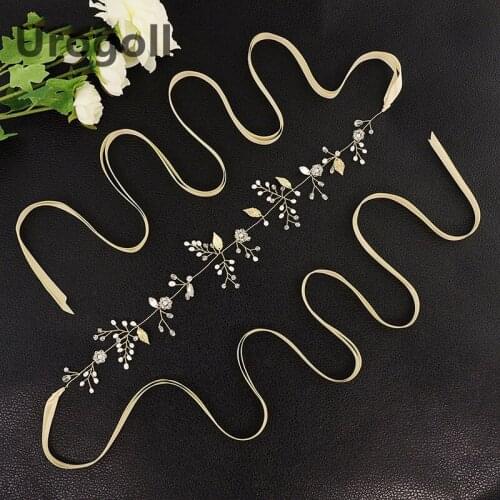 Gold Wedding Belts With Pearls Flowers And Rhinestone Sash Belt For The Evening Wear Wedding Accessories For Women Girl