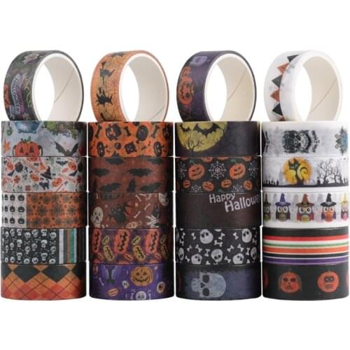 24 Rolls Halloween Washi Tapes Pumpkin Bat Skull Patterns Tapes for Adults Kids DIY Art Craft Gift Wrapping