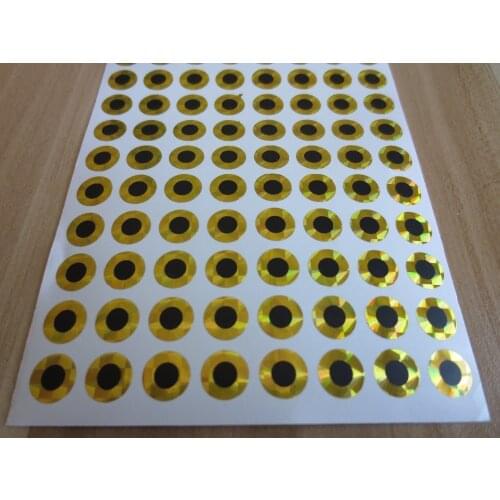 2D Flat Stick-On Fishing Lure Eyes 3mm 4mm 5mm 6mm Gold Eyes Jigs Dolls Crafts Lure making