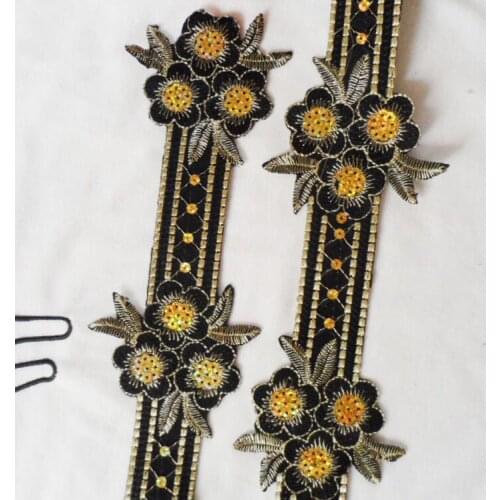 400cm*7.5cm DIY accessories hot comfort lace belt do costume sequins lace embroidered with gold lace Patch stickers