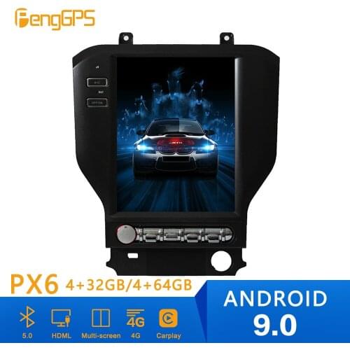 Android 9.0 Tesla Style Car Radio Vertical Screen For Ford Mustang GT 2015-2018 GPS Navigation Recorder Multimedia No CD Player
