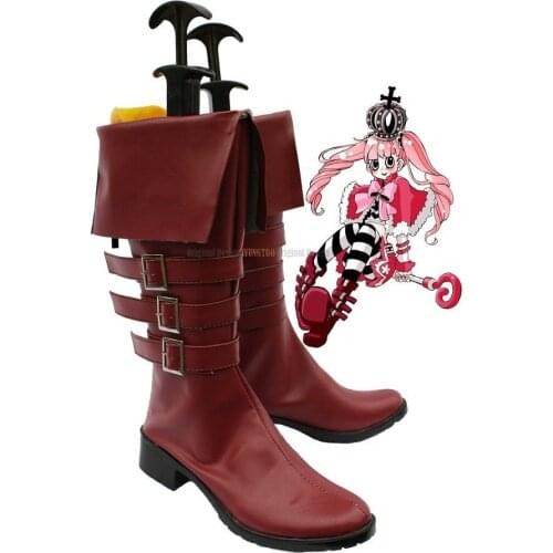 Perona Boots Cosplay Anime One Piece Perona Cosplay Shoes Brown Boots Custom Made