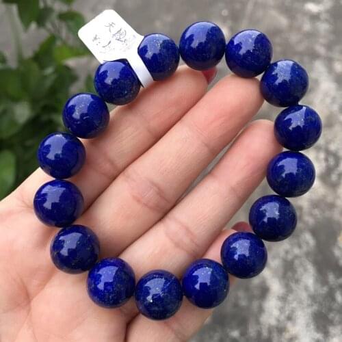 12.7mm Genuine Natural Lapis Lazuli Stone Bracelet Women Men Party Accessories Gift Stretch Round Beads Crystal Bracelet Jewelry