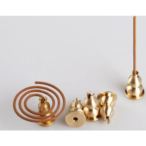 Church Multipurpose Backflow Incense Burner Gourd Shape Home Decor Copper Alloy Assuaging Calming Smoke Holder Plate 1 Pcs