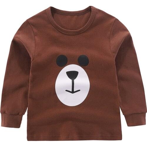 Childrens Pajama Tops Boys Girls Clothes Long Sleeves Autumn Cartoon Kids T-shirts Top Tees Full Length Sleepwears Nightwears