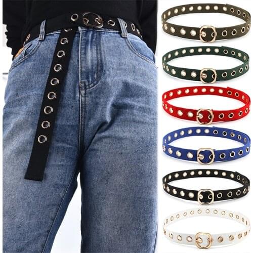 Long Personality Harajuku Casual Ring Black Metal Belt Students Jean Canvas Waist Belts Tide Pin Buckle