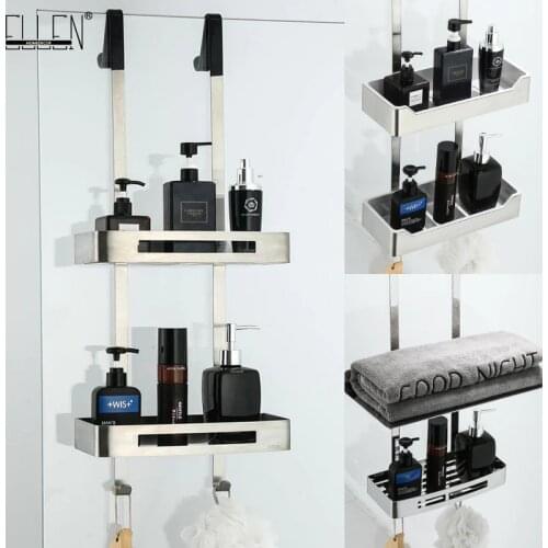 Bathroom Shower Shelves 2 Layer Shampoo Holder Bath Storage Towel Hanging Bathroom Stainless Steel Polished ELM330