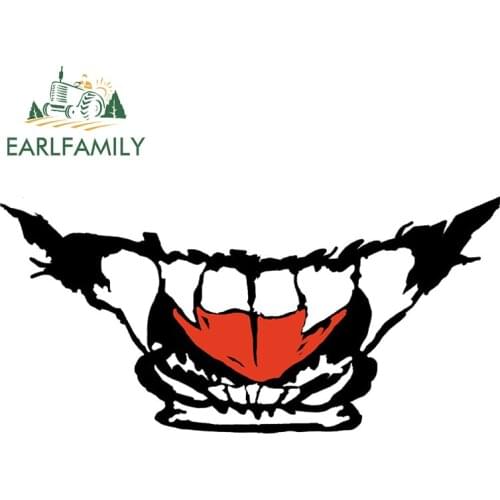 EARLFAMILY 13cm x 6.5cm For Evil Grin Decal Sunscreen Car Sticker Waterproof Decal Vinyl Material Scratch-Proof VAN Decoration