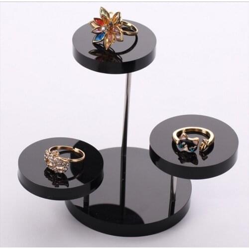 Elegant Eransparent Rotating Three-layer Round Thickening Jewelry Stand Ring Display Stand