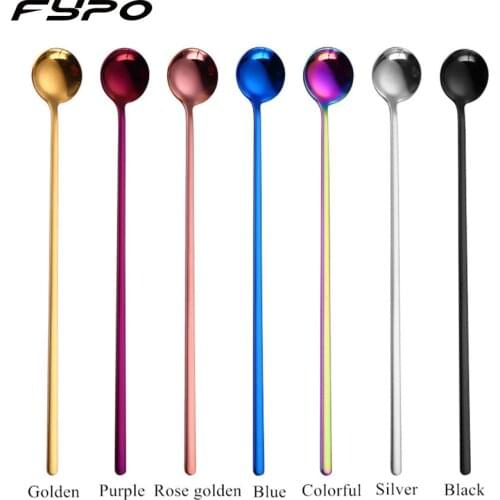 Fypo long handle Coffee cafe spoon stainless steel coffee stirring spoon Ice Cream dessert Tea Spoons Korean Cutlery Table ware