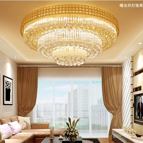 Crystal lamp circular living room lamp simple modern atmosphere home European lamps restaurant lights bedroom led ceiling lamp