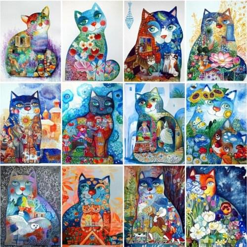 HUACAN DIY Frame Oil Painting By Numbers Cat Acrylic On Canvas Wall Art Picture By Numbers Animal Childrens Room Decor