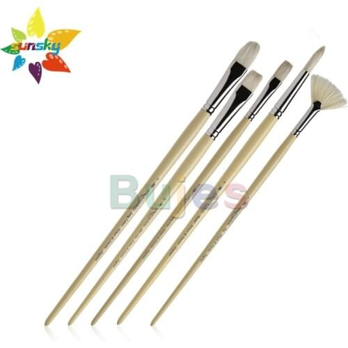 Original WINSOR＆NEWTON Oil colour brush Acrylic painting brush pen Long rod Bristle hair Flat head Round head Fan-shaped