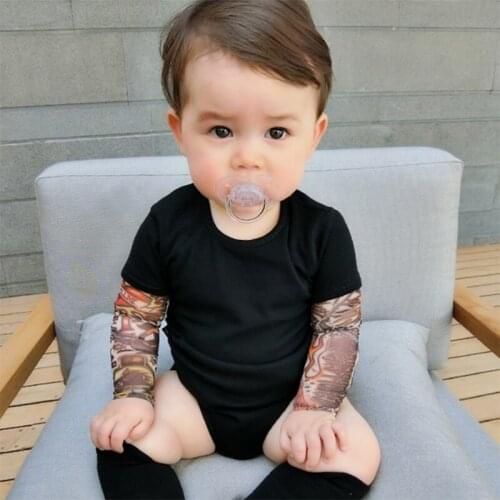 Baby Rompers Tattoo Sleeves Rock Baby Boy Romper Christmas Infant Girls Jumpsuit Long Sleeves Baby Print Clothes Cute Jumpsuit