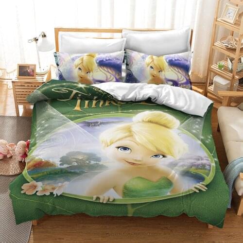 Disney Tinker Bell and The Pirate Fairy HD Printed Pattern 3D Quilt Cover Pillowcase Children Full Size Bedding Set Girls Gifts