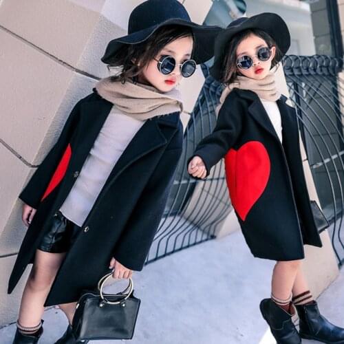 Winter Autumn Kids Girls Coat Warm Wool Coat Overcoat Girls Kids Long Sleeve Outwear Jacket HPY004