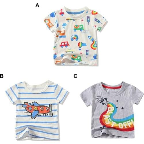Summer Kids Boys Girls T-shirts Cotton Cartoon Print T-shirt Tops Blouse Short Sleeve Casual Tee Shirts