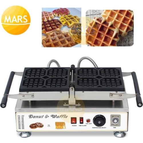 Commercial Use Non-stick Liege Belgian Waffles Maker Machine Electric Waffle Maker Iron Baker Kitchen Dessert Cooking Pan Plates