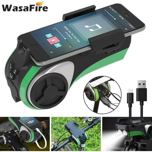 Multi Function Waterproof Bicycle Front Headlight Bluetooth Speaker Mobile Battery 4400 mAh Power Bank Phone Holder Bikes Light