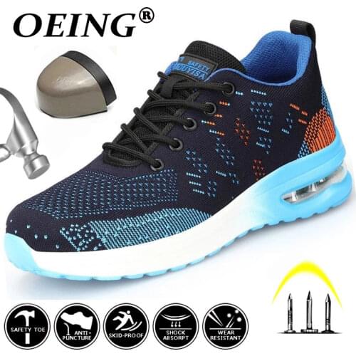 Fashion Safety Shoes Men Steel Toe Shoes Anti-Puncture Work Sneakers Indestructible Work Sefety Boots Male Shoes Work Boots 2021