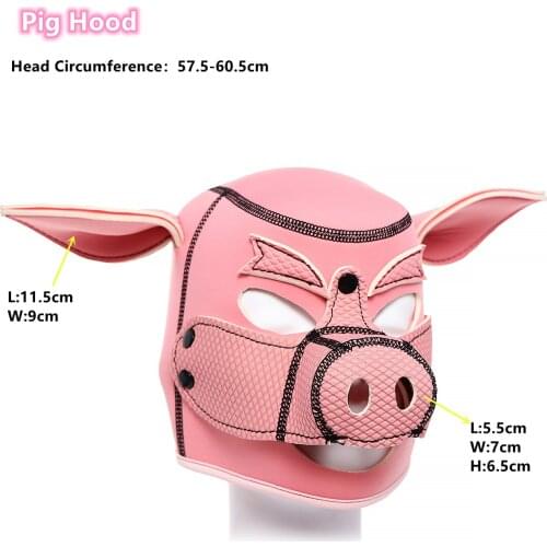Fashion Padded Latex Rubber Role Play Piggy Mask Cosplay Full Head with Ears for Pig Headwear Halloween Carnival