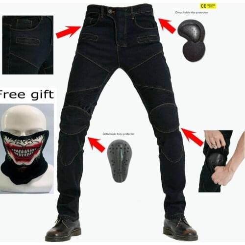 Motorcycle Riding Pants Moto pantalon Jeans Protective Pants Motocross Racing Denim Jeans with mesh 4 Knee Hip Pads PK718