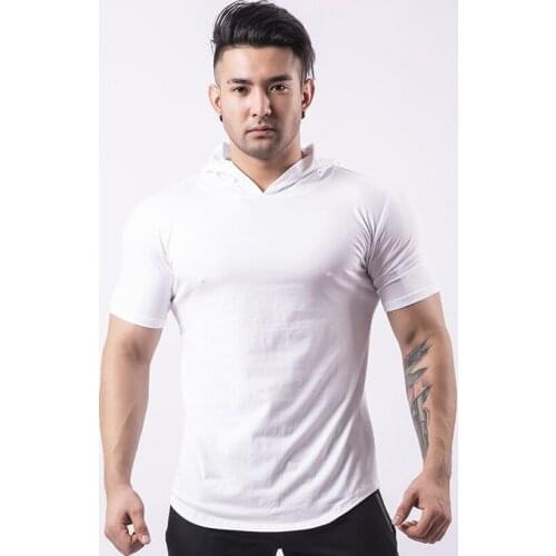 Mens Gym Shirt Runnning T Shirt Bodybuilding Fitness Running T shirts Quick Dry Sport Top Brand Gym Shirt Hooded Tops Men Tops